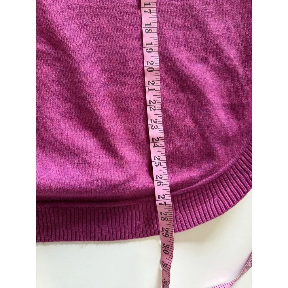 Talbots Tie Neck Soft Knit Poncho Cape Pink Purple Top Layer Sash Lightweight Lg - Picture 12 of 12